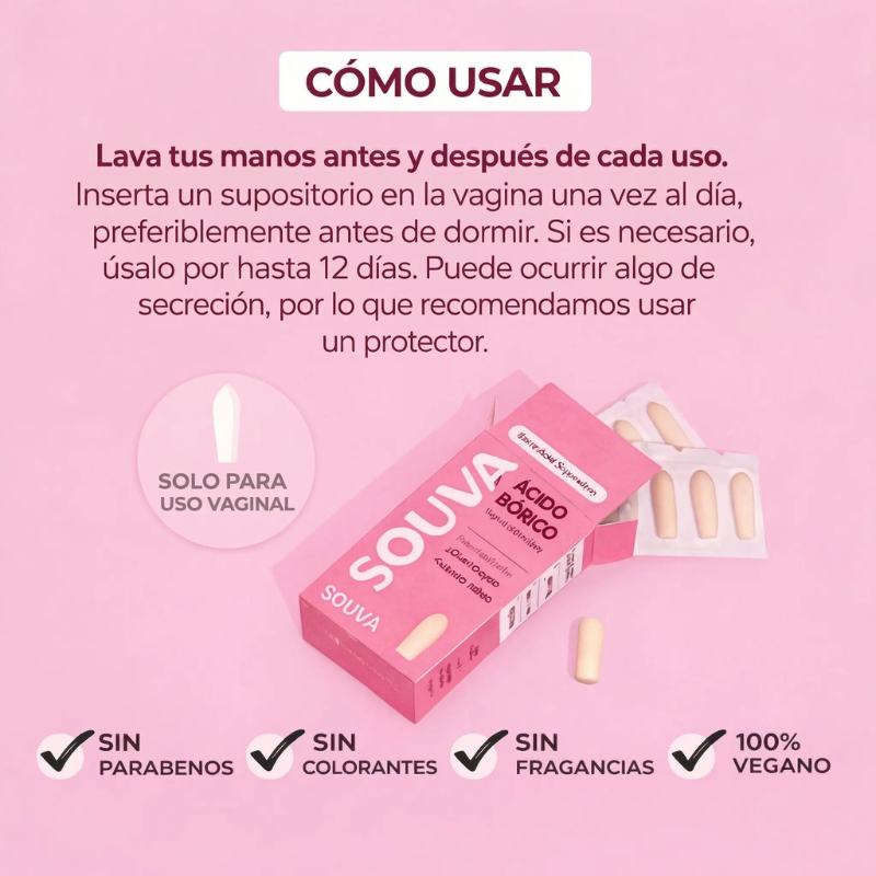 SOUVA™ Supositorio Vaginal Con Ácido Bórico