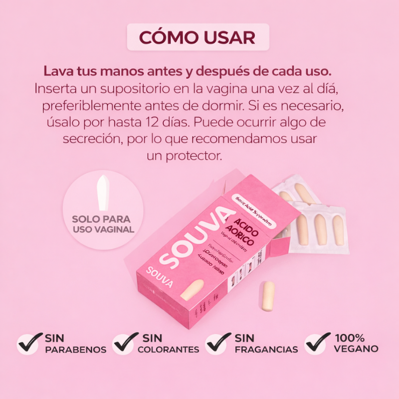 SOUVA™ Supositorio Vaginal Con Ácido Bórico