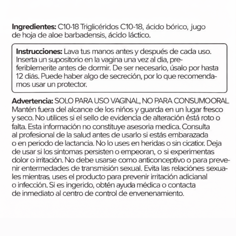 SOUVA™ Supositorio Vaginal Con Ácido Bórico